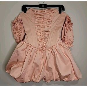 Dolls Kill Mini Puff Dress Corset Pink Whimsical Victorian‎ Renaissance NWOT